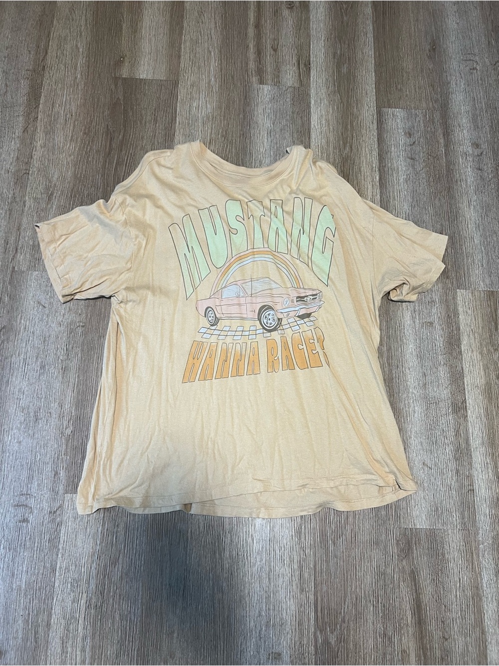 American Eagle Outfitters Beige Mustang Graphic Tee
